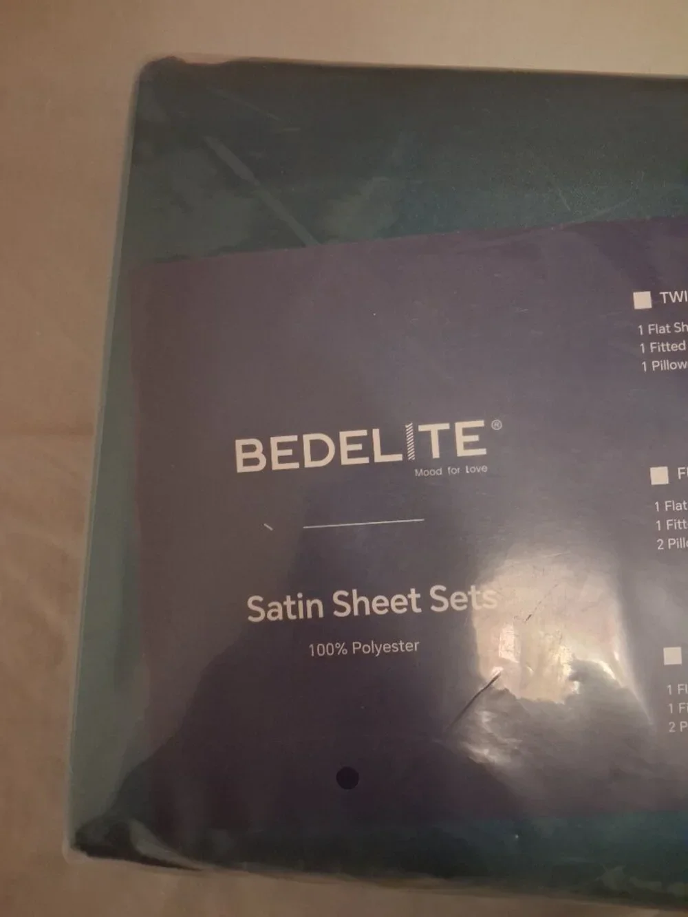 BEDELITE Satin Sheet Set Queen Teal 4-Piece 100% Polyester NWT